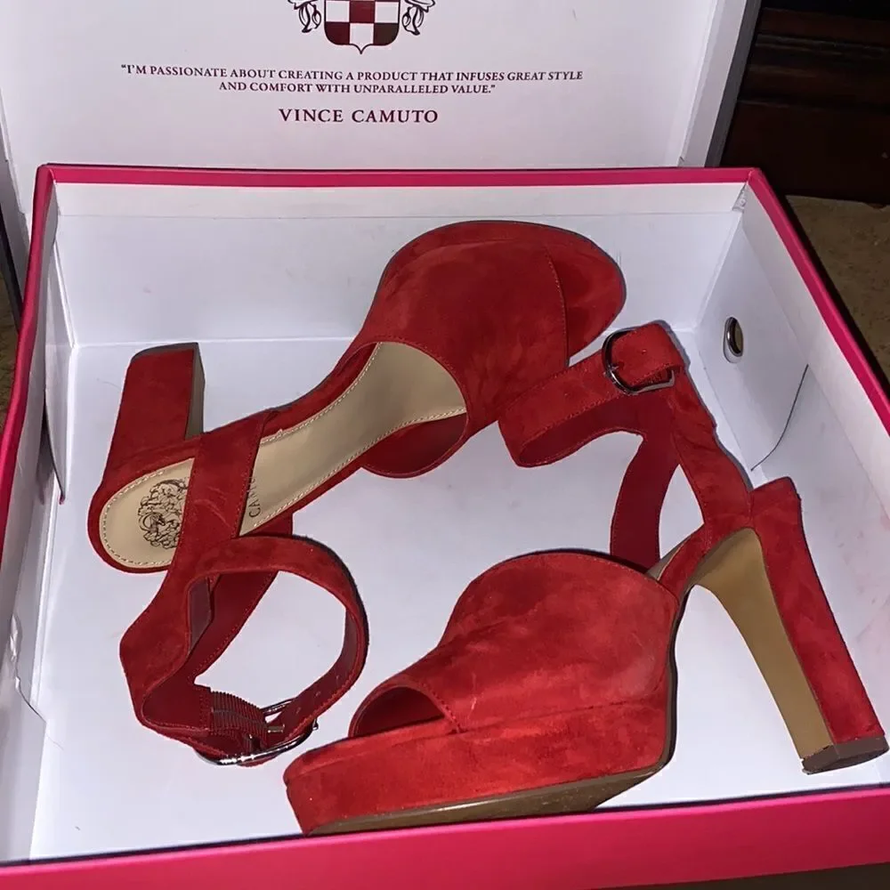 Vince Camuto Red Suede Heels